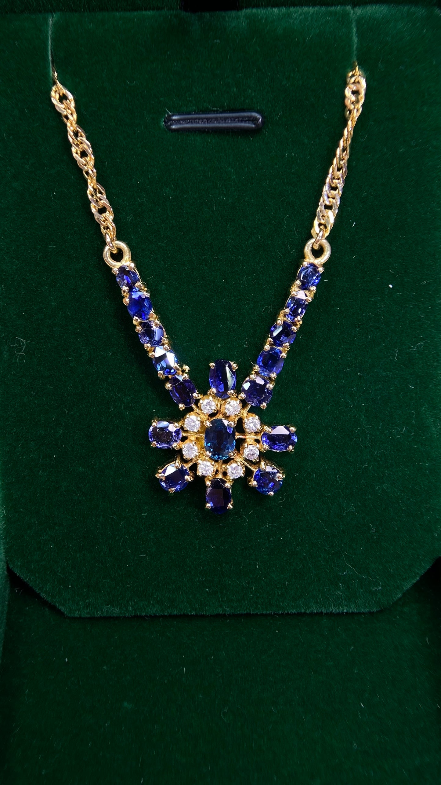 K18 Gold&Sapphire&Diamond Necklace| Sapphires｜Diamonds：0.30ct｜Japanese Vintage Estate Jewelry -BQXM