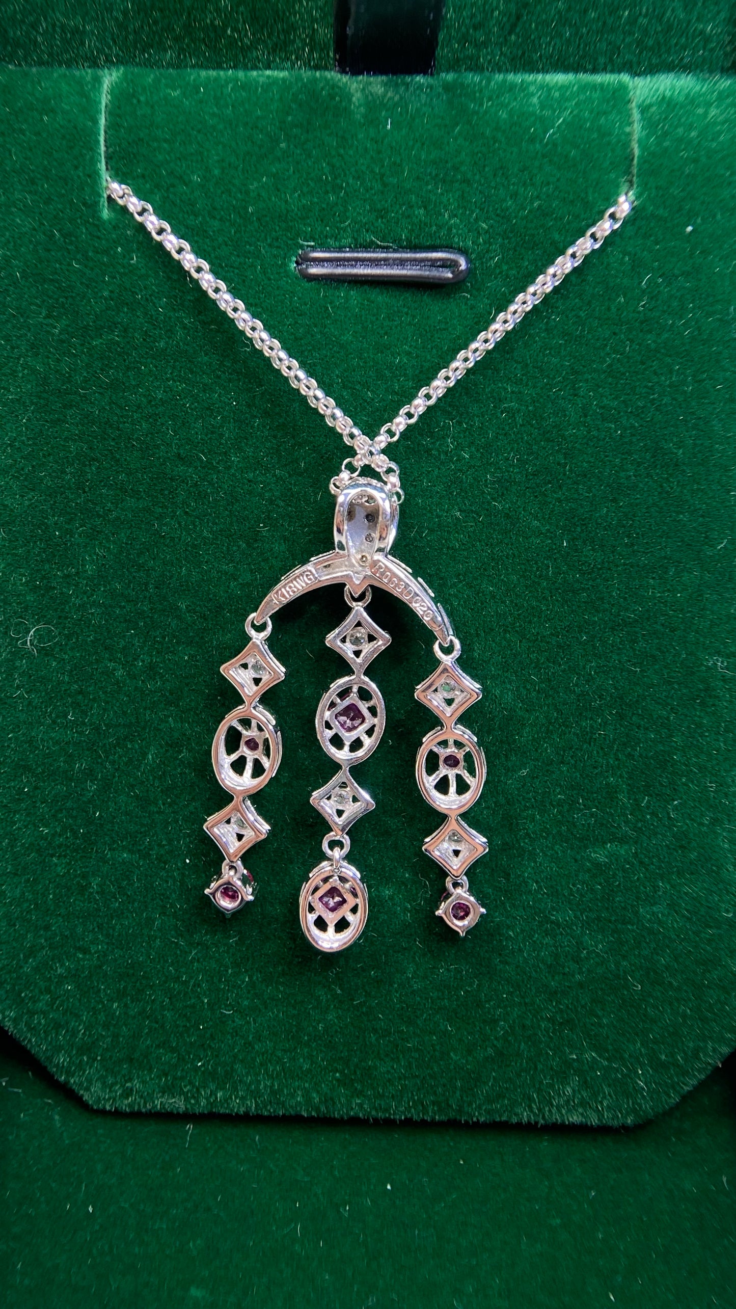 K18 White Gold&Ruby &Diamond Necklace| Rubys: 0.63ct｜Diamonds: 0.20ct｜Japanese Vintage Estate Jewelry -BOTK