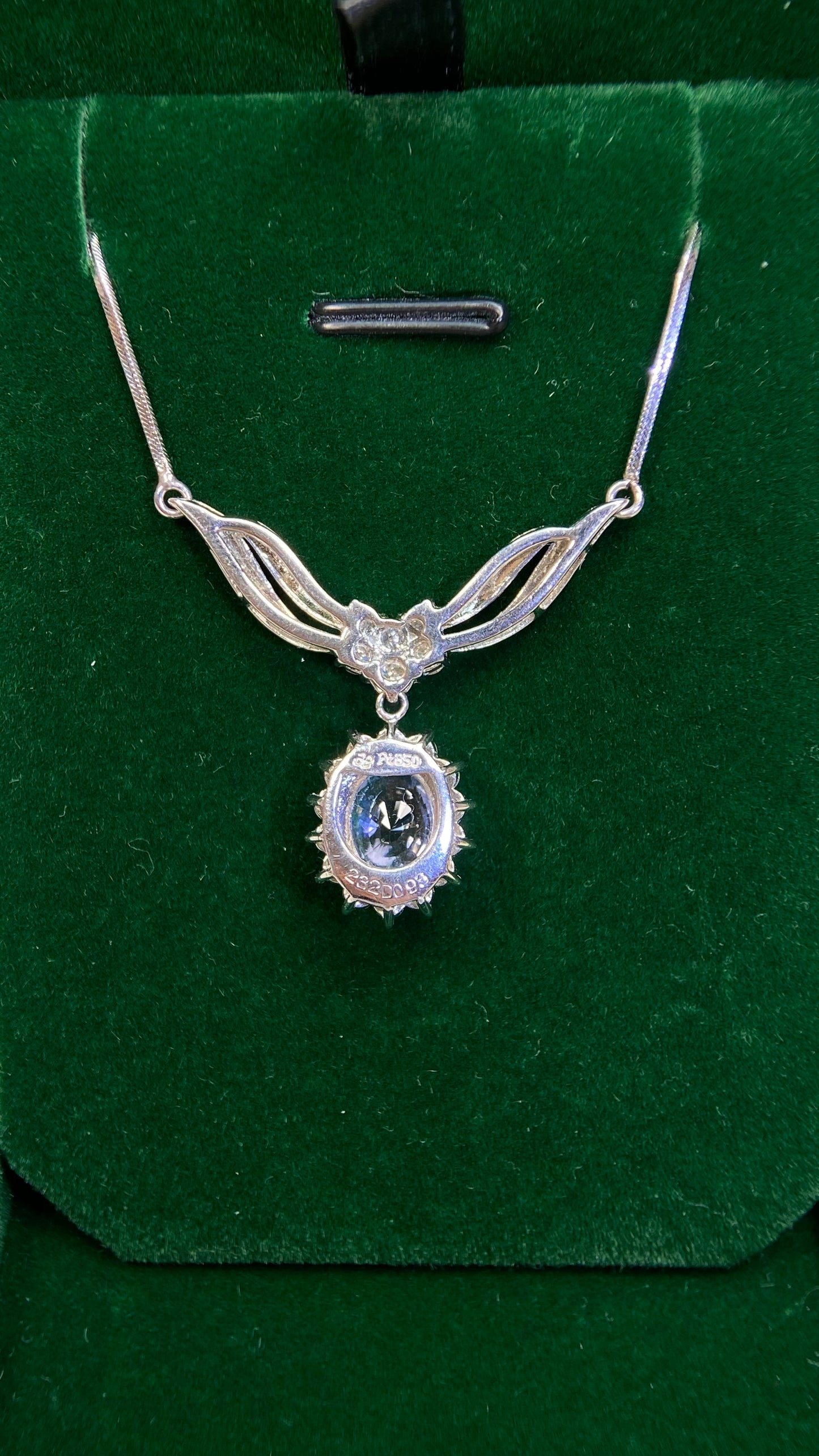 Pt850 platinum&Sapphire&Diamond Necklace| Sapphire: 2.32ct Sri Lanka-No Heat｜Diamonds：0.93ct｜Japanese Vintage Estate Jewelry -BLCP