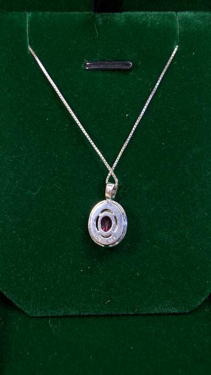 K18 White Gold&Ruby&Diamond Necklace| Ruby: 1.74ct Thailand ｜Diamonds：0.40ct｜Japanese Vintage Estate Jewelry -BAMH