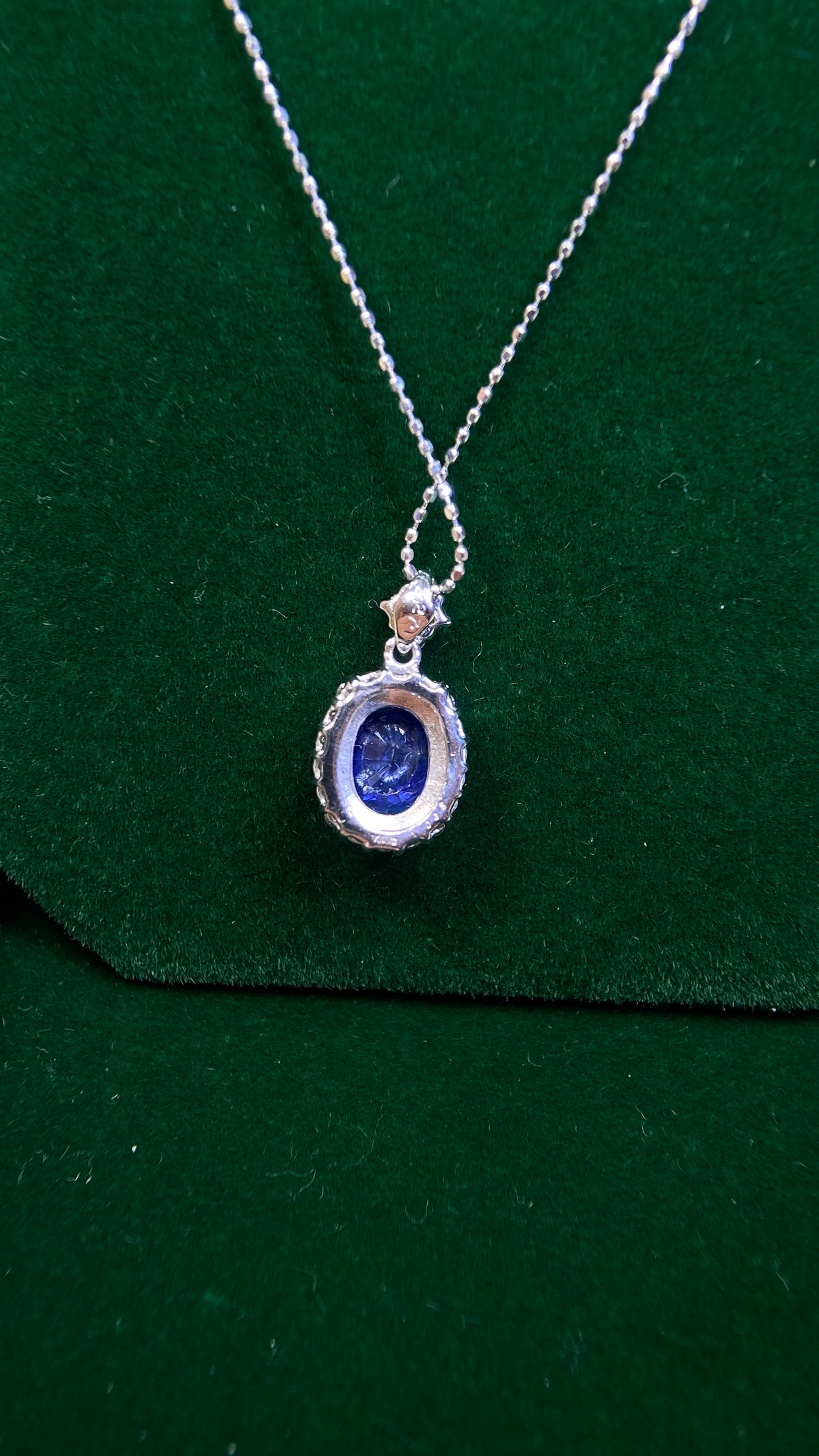 K18 White Gold&Sapphire&Diamond Necklace| Sapphire:2.27ct｜Diamonds：0.35ct｜Japanese Vintage Estate Jewelry -BMZD