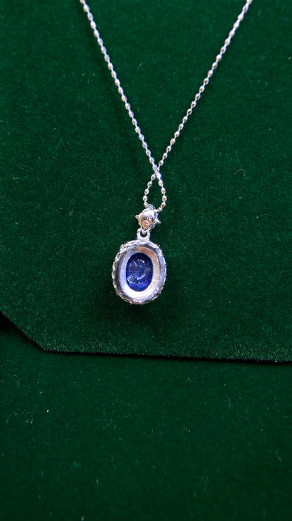 K18 White Gold&Sapphire&Diamond Necklace| Sapphire:2.27ct｜Diamonds：0.35ct｜Japanese Vintage Estate Jewelry -BMZD