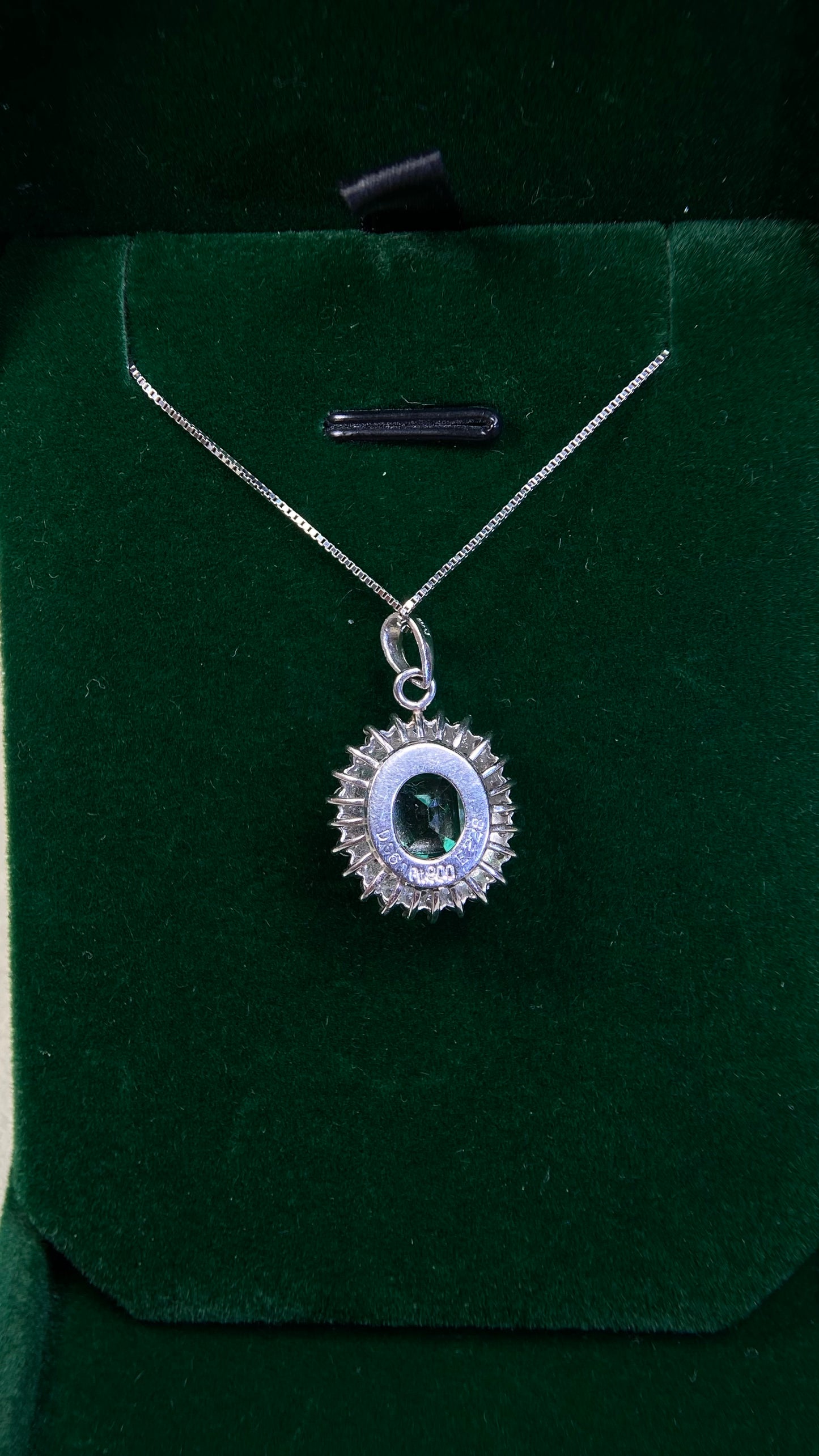 Pt900 platinum/Pt850 platinum&Emerald&Diamond Necklace| Emerald: 2.28ct｜Diamonds：0.60ct｜Japanese Vintage Estate Jewelry -ADIX