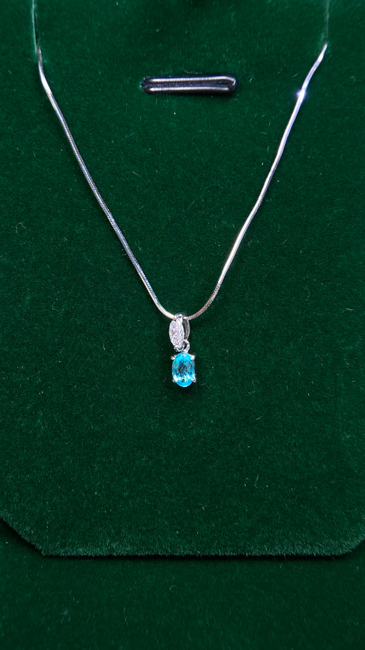 Pt850 platinum&Paraiba Tourmaline&Diamond Necklace| Paraiba Tourmaline: 0.204ct Brazil｜Diamonds：0.113ct｜Japanese Vintage Estate Jewelry -AHXF