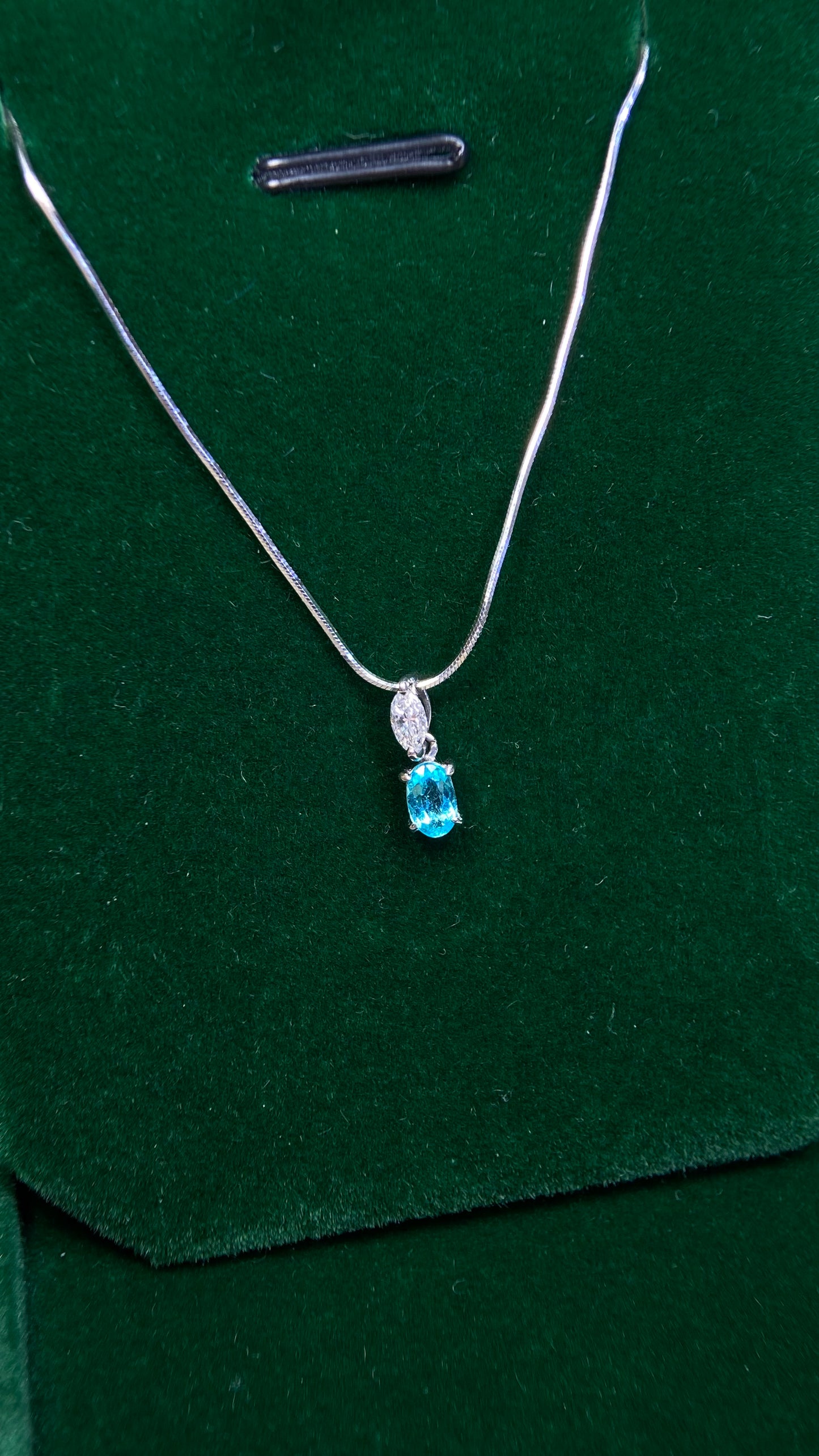 Pt850 platinum&Paraiba Tourmaline&Diamond Necklace| Paraiba Tourmaline: 0.204ct Brazil｜Diamonds：0.113ct｜Japanese Vintage Estate Jewelry -AHXF