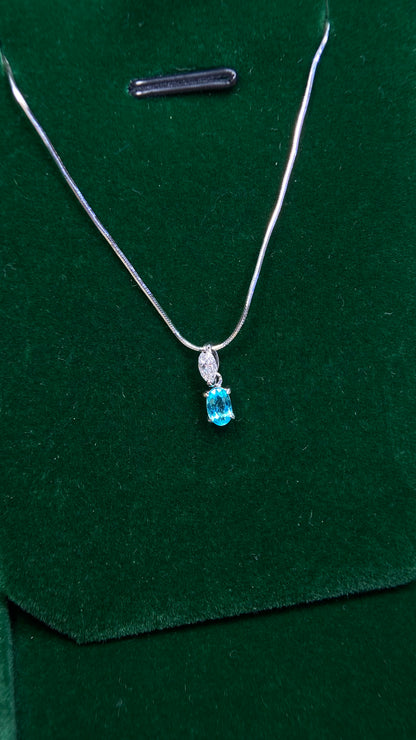 Pt850 platinum&Paraiba Tourmaline&Diamond Necklace| Paraiba Tourmaline: 0.204ct Brazil｜Diamonds：0.113ct｜Japanese Vintage Estate Jewelry -AHXF