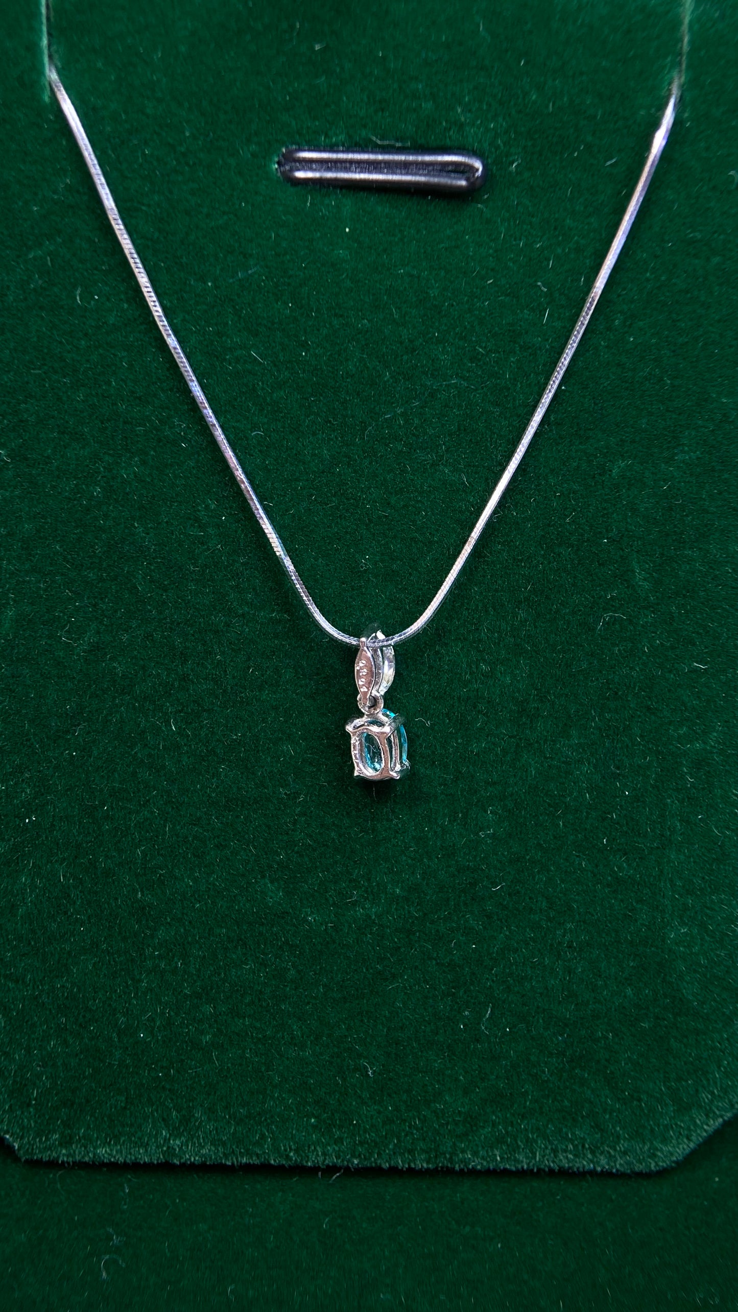 Pt850 platinum&Paraiba Tourmaline&Diamond Necklace| Paraiba Tourmaline: 0.204ct Brazil｜Diamonds：0.113ct｜Japanese Vintage Estate Jewelry -AHXF