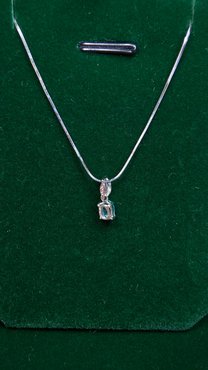 Pt850 platinum&Paraiba Tourmaline&Diamond Necklace| Paraiba Tourmaline: 0.204ct Brazil｜Diamonds：0.113ct｜Japanese Vintage Estate Jewelry -AHXF
