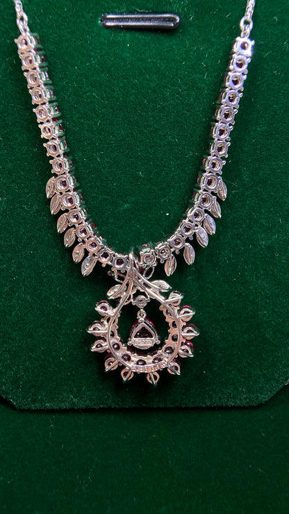 Pt900 platinum/Pt850 platinum&Ruby&Diamond Necklace| Rubys: 5.80ct｜Diamonds：0.15ct｜Japanese Vintage Estate Jewelry -BPZT