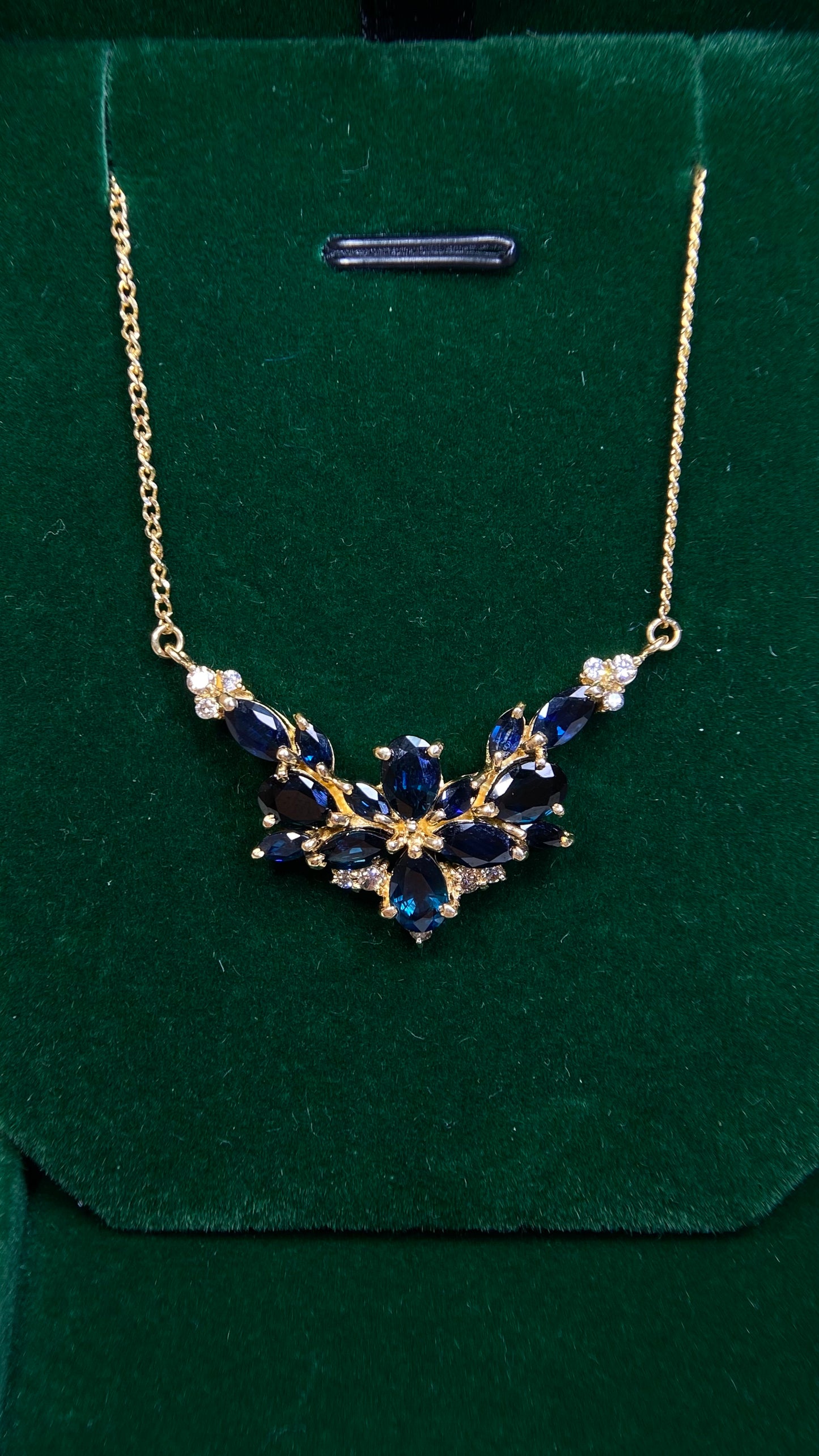 K18  Gold&Sapphire&Diamond Necklace| Sapphires: 4.70ct｜Diamonds：0.22ct｜Japanese Vintage Estate Jewelry -BPLK