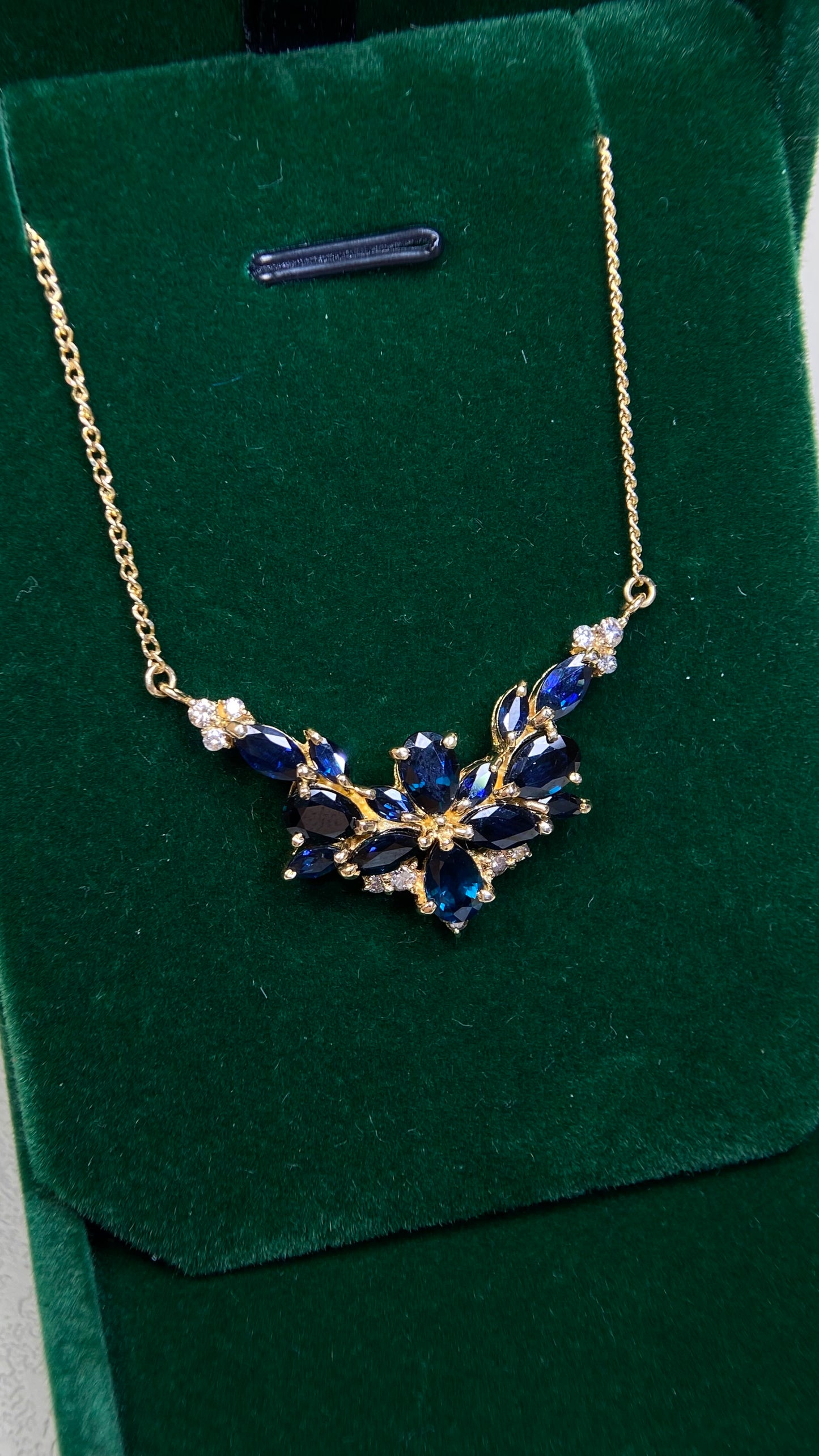 K18  Gold&Sapphire&Diamond Necklace| Sapphires: 4.70ct｜Diamonds：0.22ct｜Japanese Vintage Estate Jewelry -BPLK