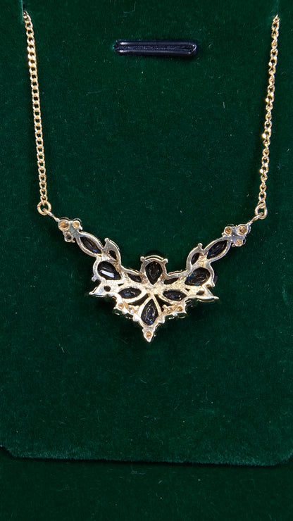 K18  Gold&Sapphire&Diamond Necklace| Sapphires: 4.70ct｜Diamonds：0.22ct｜Japanese Vintage Estate Jewelry -BPLK