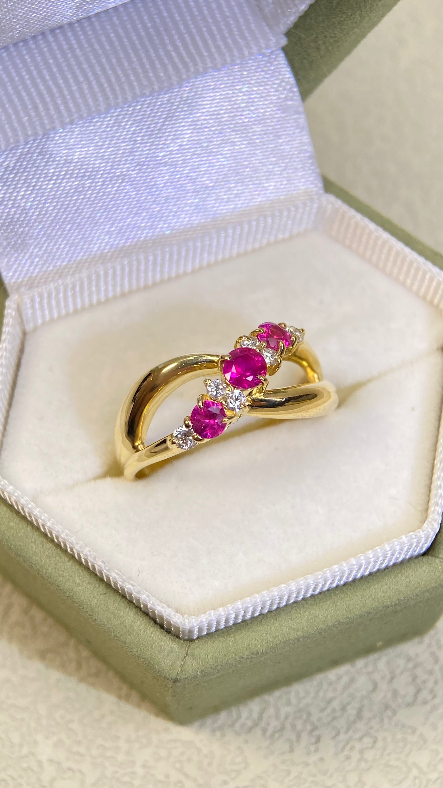 18K Gold&Ruby&Diamond Ring| Rubys：0.40ct | Diamonds：0.12ct | Japanese Vintage Estate Jewelry -BRYZ2710