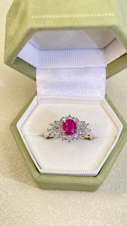 Pt900 Platinum &Ruby&Diamond Ring| Ruby：0.60ct | Diamonds：0.50ct | Japanese Vintage Estate Jewelry -BRZF27163