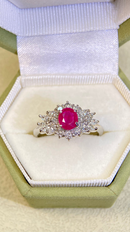 Pt900 Platinum &Ruby&Diamond Ring| Ruby：0.60ct | Diamonds：0.50ct | Japanese Vintage Estate Jewelry -BRZF27163