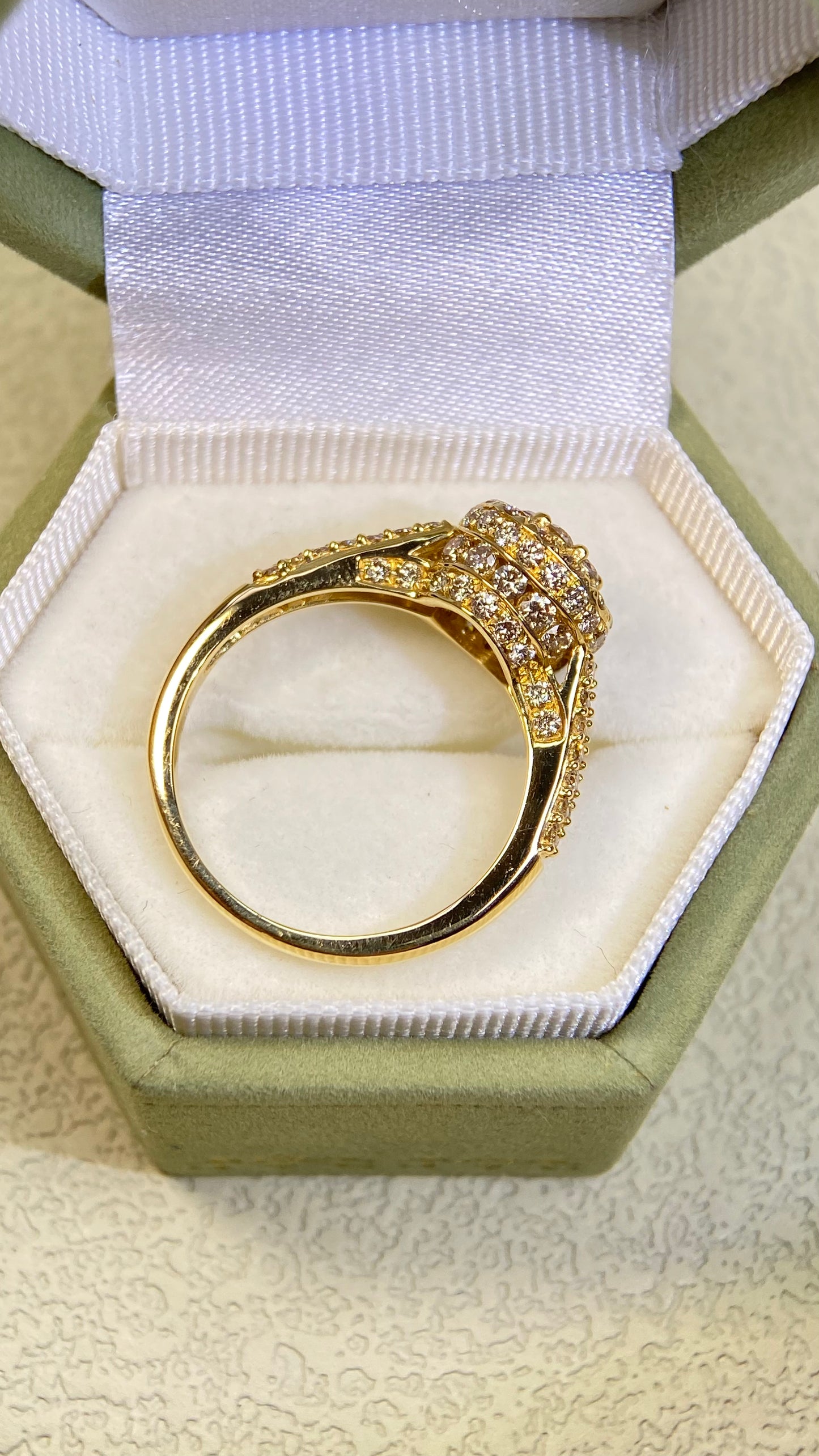 GSTV K18 Gold&Diamond Ring| Diamonds:1.30ct | Japanese Vintage Estate Jewelry -BRXL2669