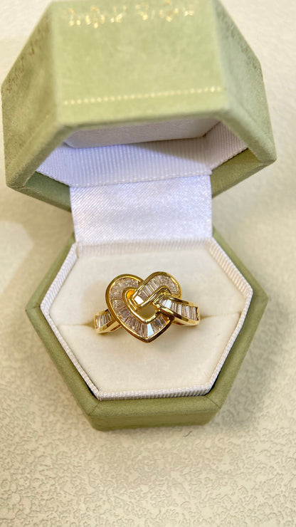 K18 Gold&Diamond Ring| Diamonds:1.10ct | Japanese Vintage Estate Jewelry -BRWE2636