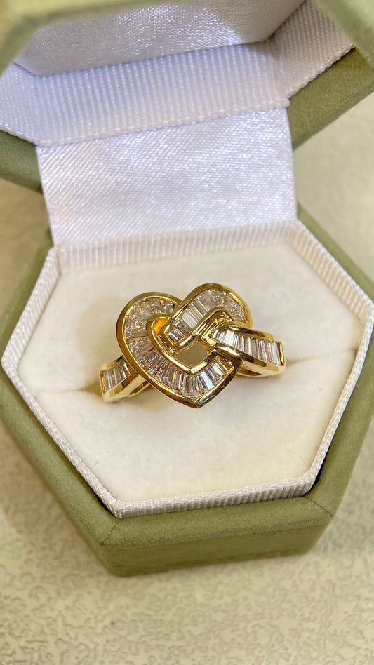 K18 Gold&Diamond Ring| Diamonds:1.10ct | Japanese Vintage Estate Jewelry -BRWE2636