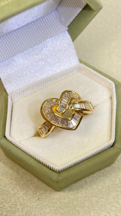 K18 Gold&Diamond Ring| Diamonds:1.10ct | Japanese Vintage Estate Jewelry -BRWE2636