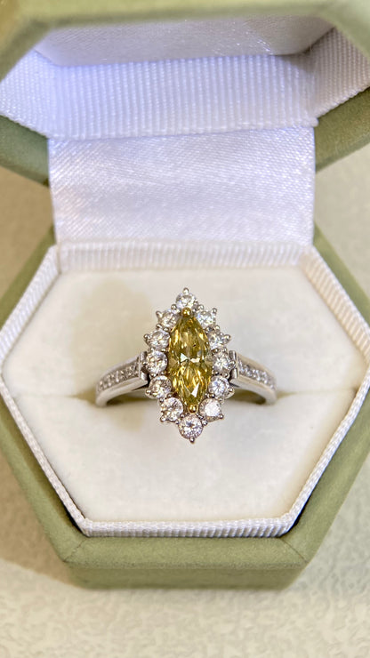 750‰ White Gold&Diamond Ring| Diamond | Diamonds |Japanese Vintage Estate Jewelry -BRTJ2563