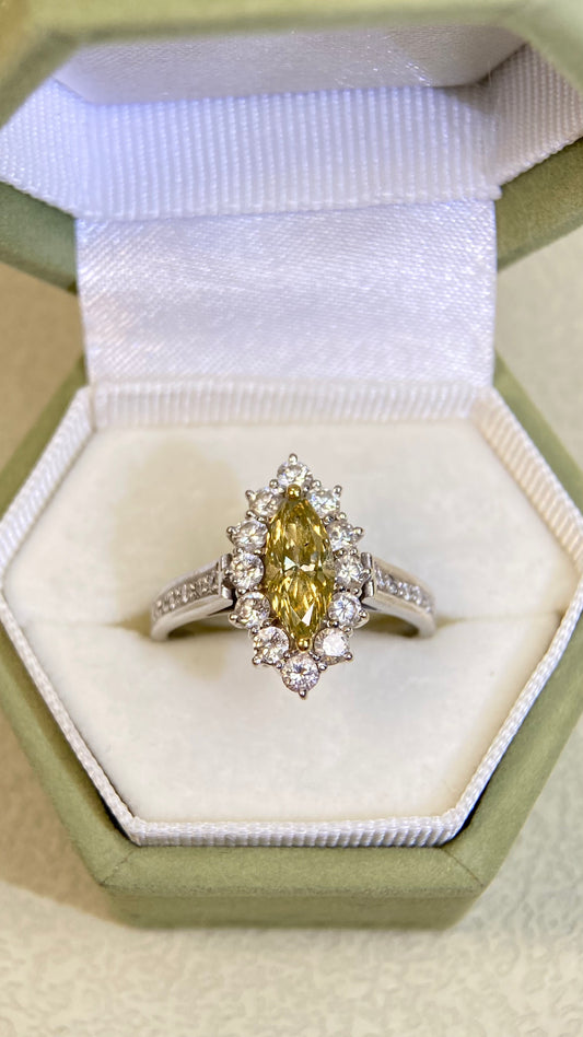 750‰ White Gold&Diamond Ring| Diamond | Diamonds |Japanese Vintage Estate Jewelry -BRTJ2563