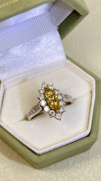 750‰ White Gold&Diamond Ring| Diamond | Diamonds |Japanese Vintage Estate Jewelry -BRTJ2563