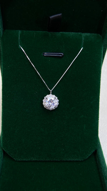 Pt900 platinum/Pt850 platinum&Diamond Necklace| Diamond：1.329ct｜Diamonds：0.28ct | Japanese Vintage Estate Jewelry -BSDH2864