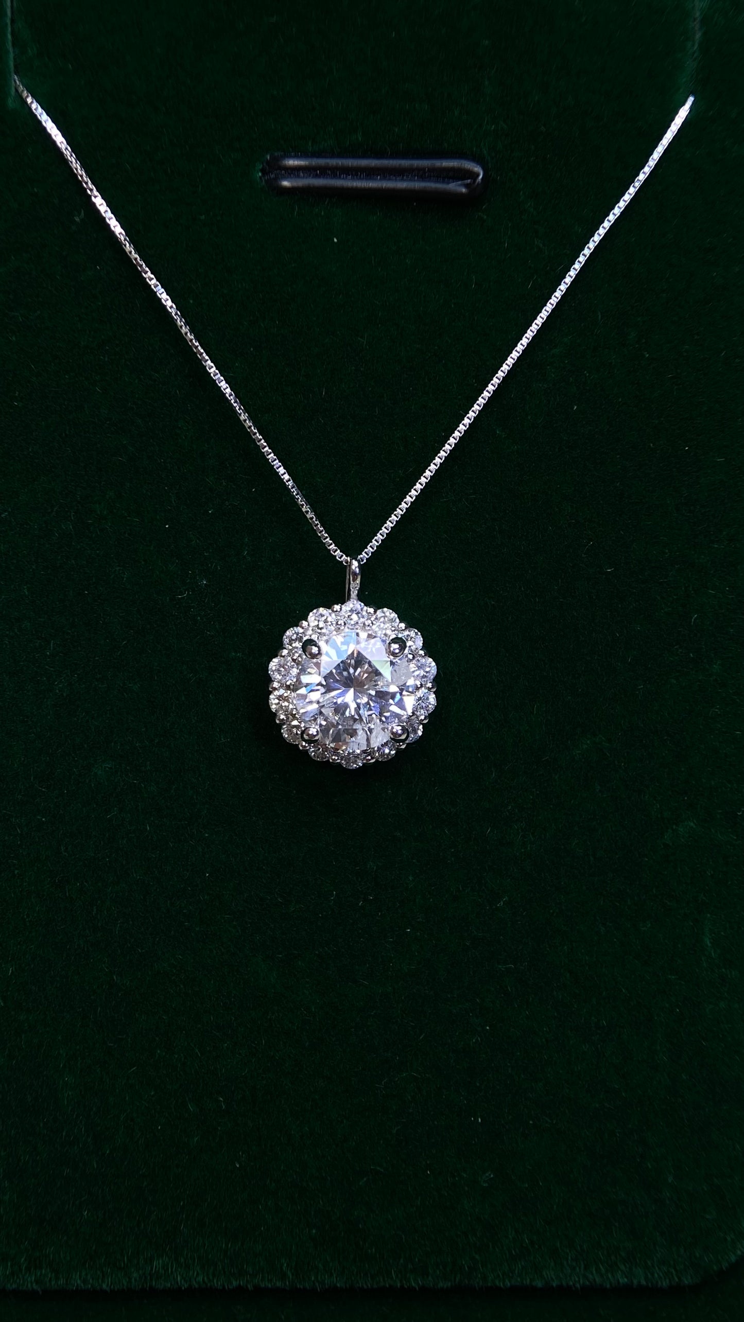 Pt900 platinum/Pt850 platinum&Diamond Necklace| Diamond：1.329ct｜Diamonds：0.28ct | Japanese Vintage Estate Jewelry -BSDH2864