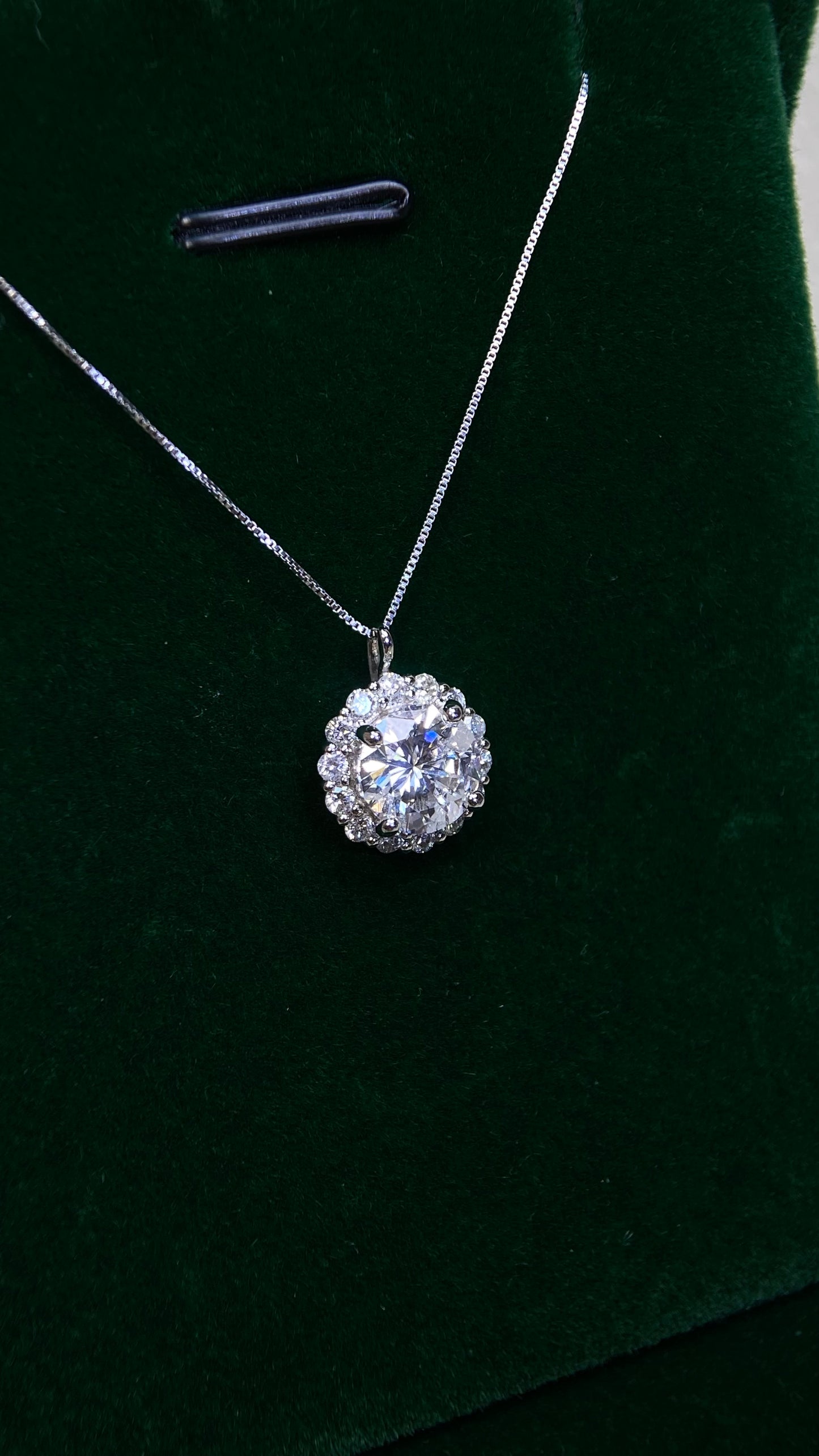 Pt900 platinum/Pt850 platinum&Diamond Necklace| Diamond：1.329ct｜Diamonds：0.28ct | Japanese Vintage Estate Jewelry -BSDH2864