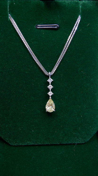 Pt900 platinum/Pt850 platinum&Diamond Necklace| Diamond：1.329ct Light Yellow-VS1｜Diamonds：0.28ct | Japanese Vintage Estate Jewelry -BBSDB2857