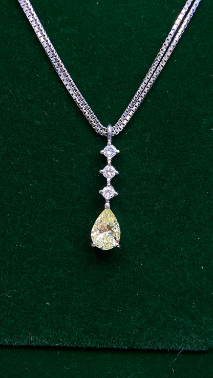 Pt900 platinum/Pt850 platinum&Diamond Necklace| Diamond：1.329ct Light Yellow-VS1｜Diamonds：0.28ct | Japanese Vintage Estate Jewelry -BBSDB2857