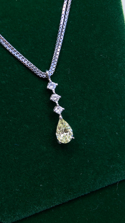 Pt900 platinum/Pt850 platinum&Diamond Necklace| Diamond：1.329ct Light Yellow-VS1｜Diamonds：0.28ct | Japanese Vintage Estate Jewelry -BBSDB2857