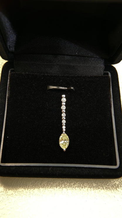 Pt900 platinum&Diamond Pendant| Diamond：0.860ct Fancy Light Yellow-I1 | Diamonds：0.16ct | Japanese Vintage Estate Jewelry -BSCY2854