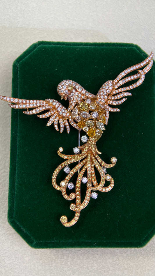 750‰ Gold（18K Gold ）&Diamond Brooch | Diamonds：7.43ct | Japanese Vintage Estate Jewelry -BSDM2869