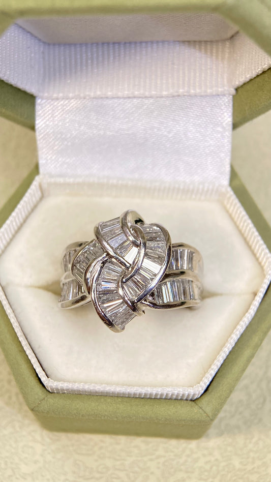 Pt900 Platinum&Diamond Ring| Diamonds:2.09ct | Japanese Vintage Estate Jewelry -BSDU2877