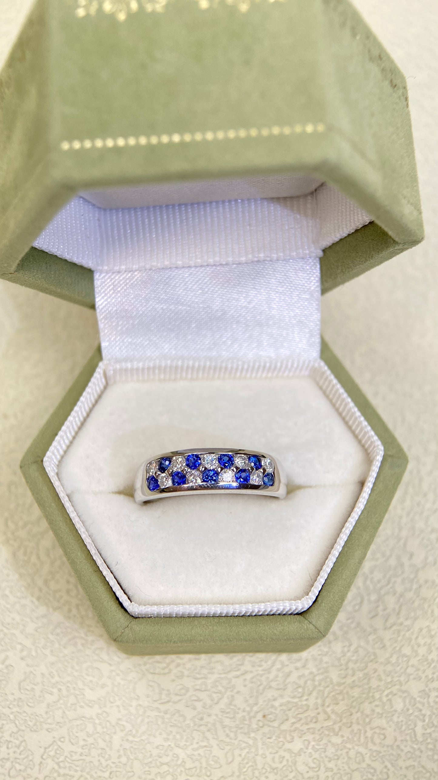 K18 White Gold&sapphire&Diamond Ring| sapphires：0.31ct|Diamonds：0.24ct | Japanese Vintage Estate Jewelry -BSIH3038