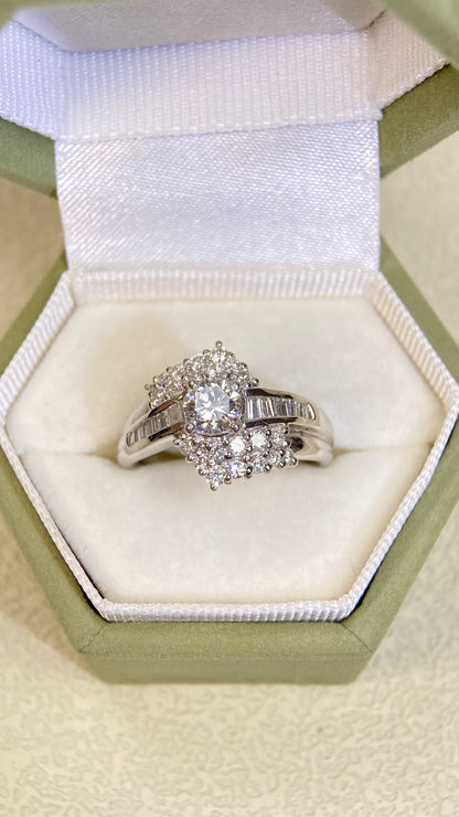 Pt900 Platinum&Diamond Ring| Diamonds:0.403/0.607ct | Japanese Vintage Estate Jewelry -BSJJ3066