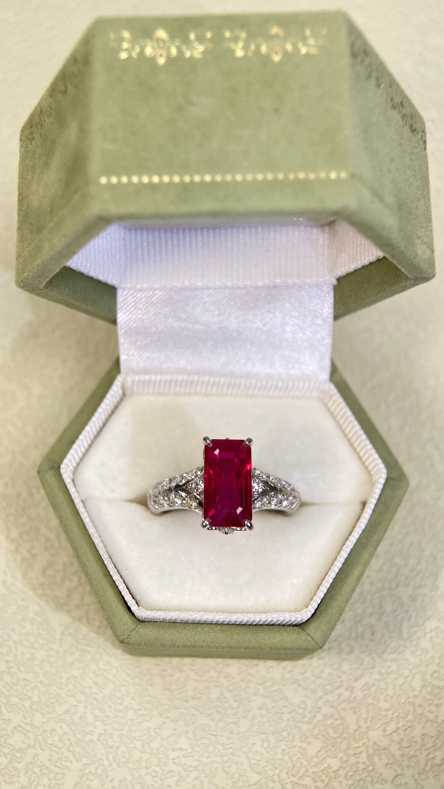 TASAKI Pt900 Platinum&Ruby&Diamond Ring| Ruby：3.54ct Burmese-Pigeon’s blood | Diamonds：0.46ct | Japanese Vintage Estate Jewelry -BSFI2917