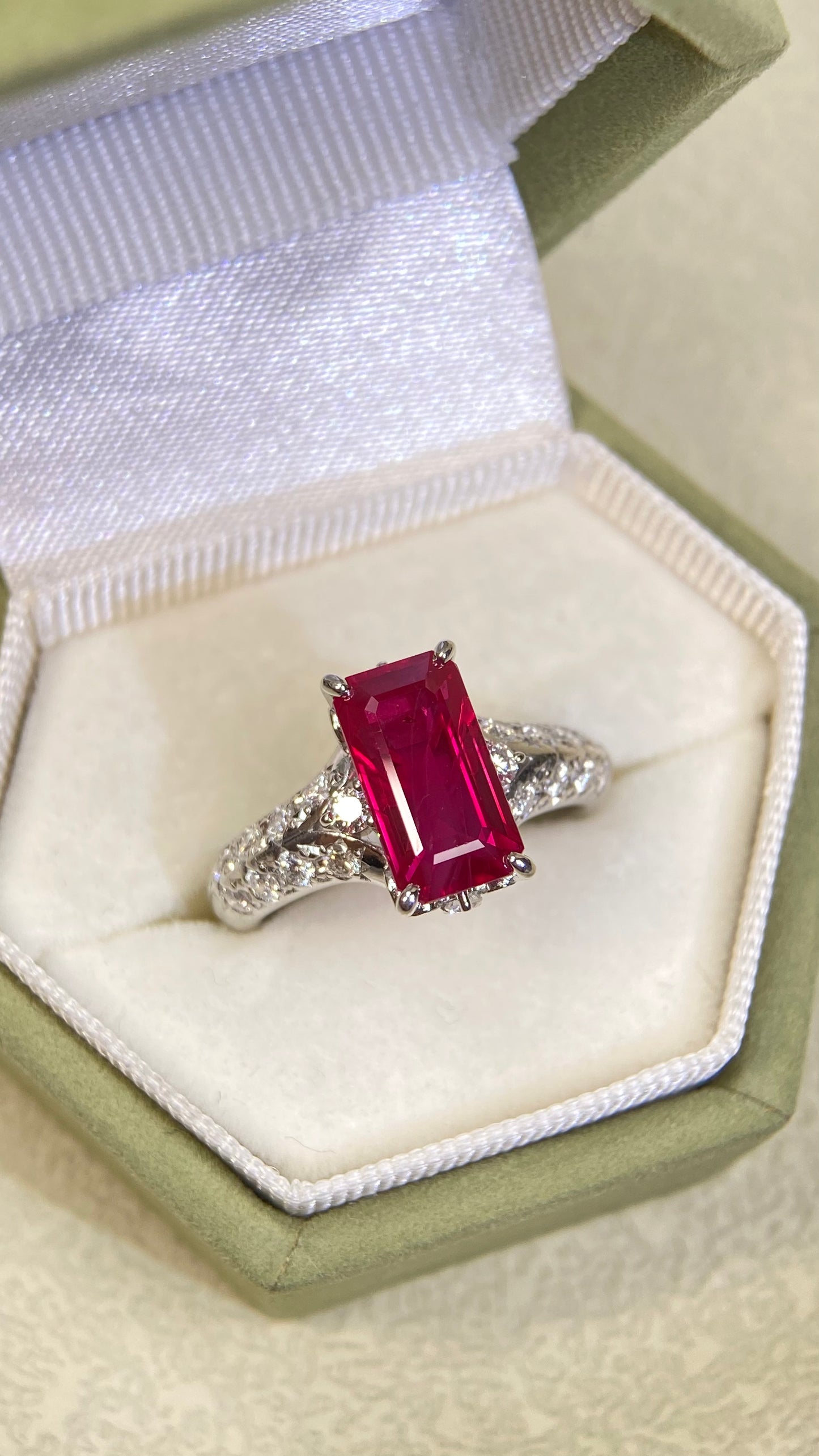 TASAKI Pt900 Platinum&Ruby&Diamond Ring| Ruby：3.54ct Burmese-Pigeon’s blood | Diamonds：0.46ct | Japanese Vintage Estate Jewelry -BSFI2917