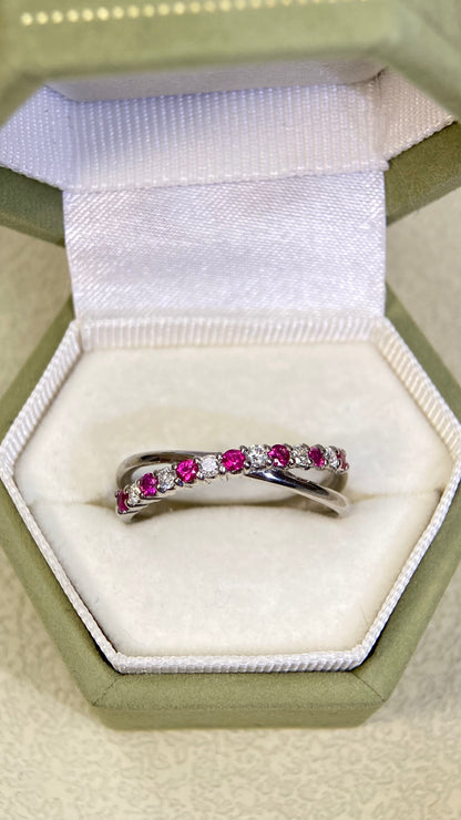K18 White Gold&Ruby&Diamond Ring| Rubies：0.21ct|Diamonds：0.15ct | Japanese Vintage Estate Jewelry -BSKA3083