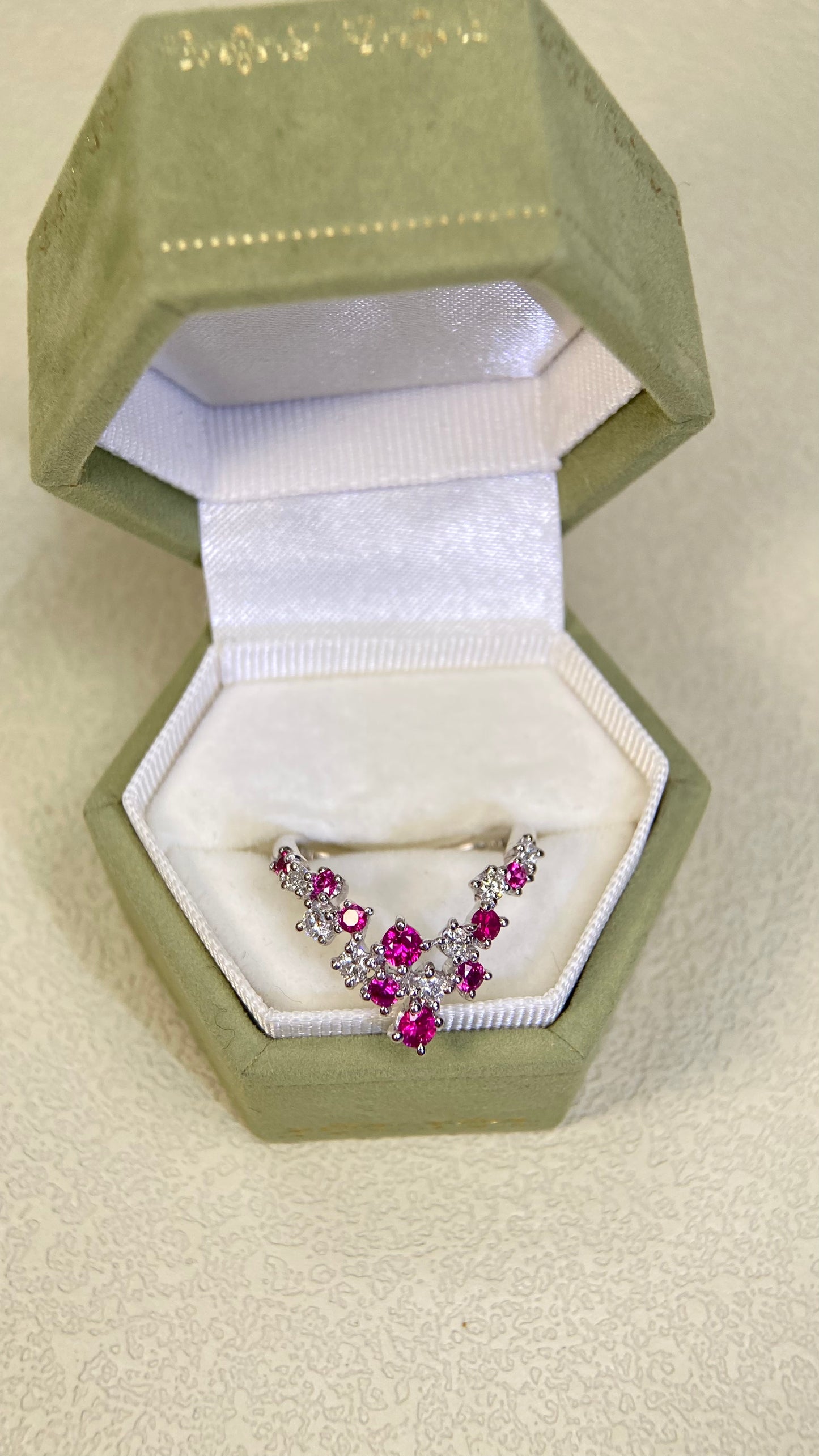 K18 White Gold&Ruby&Diamond Ring| Rubies：0.54ct|Diamonds：0.27ct | Japanese Vintage Estate Jewelry -BSJY3081