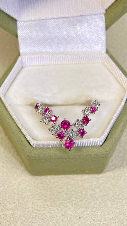 K18 White Gold&Ruby&Diamond Ring| Rubies：0.54ct|Diamonds：0.27ct | Japanese Vintage Estate Jewelry -BSJY3081
