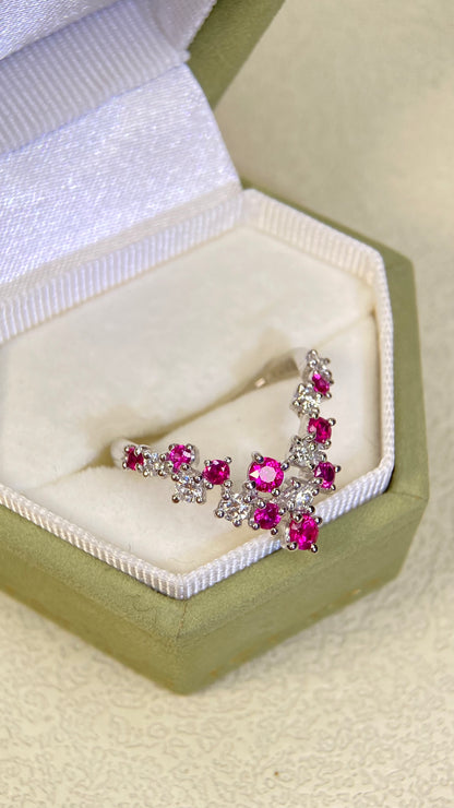 K18 White Gold&Ruby&Diamond Ring| Rubies：0.54ct|Diamonds：0.27ct | Japanese Vintage Estate Jewelry -BSJY3081