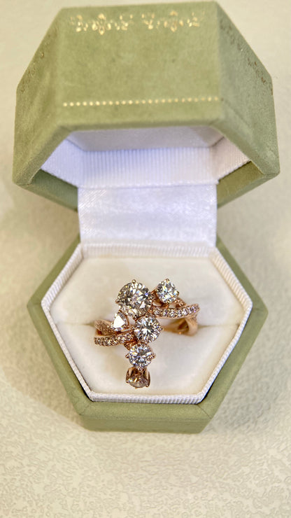 K18 Rose Gold&Diamond Ring| Diamonds:2.638ct | Japanese Vintage Estate Jewelry -BSEG2889