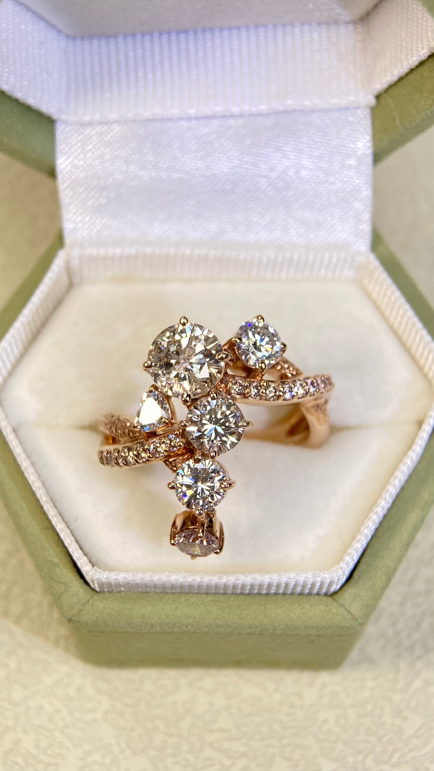 K18 Rose Gold&Diamond Ring| Diamonds:2.638ct | Japanese Vintage Estate Jewelry -BSEG2889