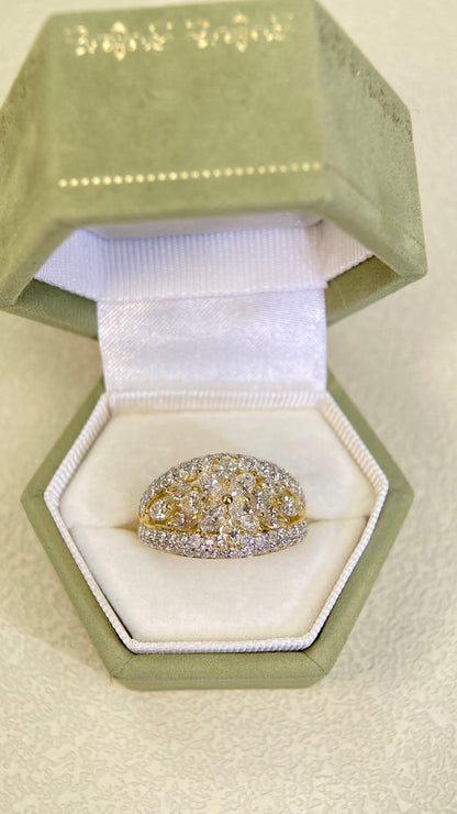 K18 Gold&Diamond Ring| Diamonds:2.20ct | Japanese Vintage Estate Jewelry -BSGV2997