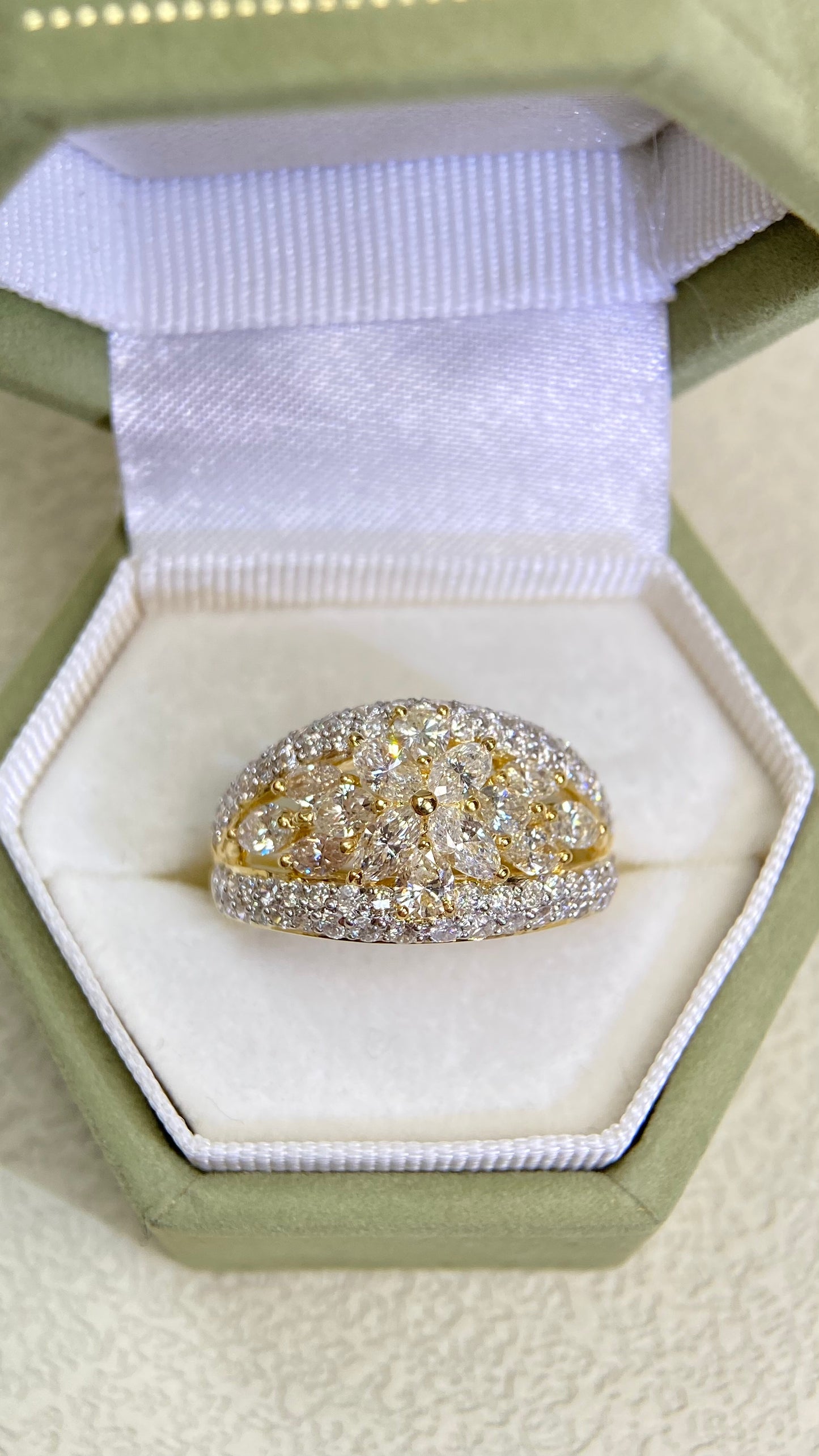 K18 Gold&Diamond Ring| Diamonds:2.20ct | Japanese Vintage Estate Jewelry -BSGV2997