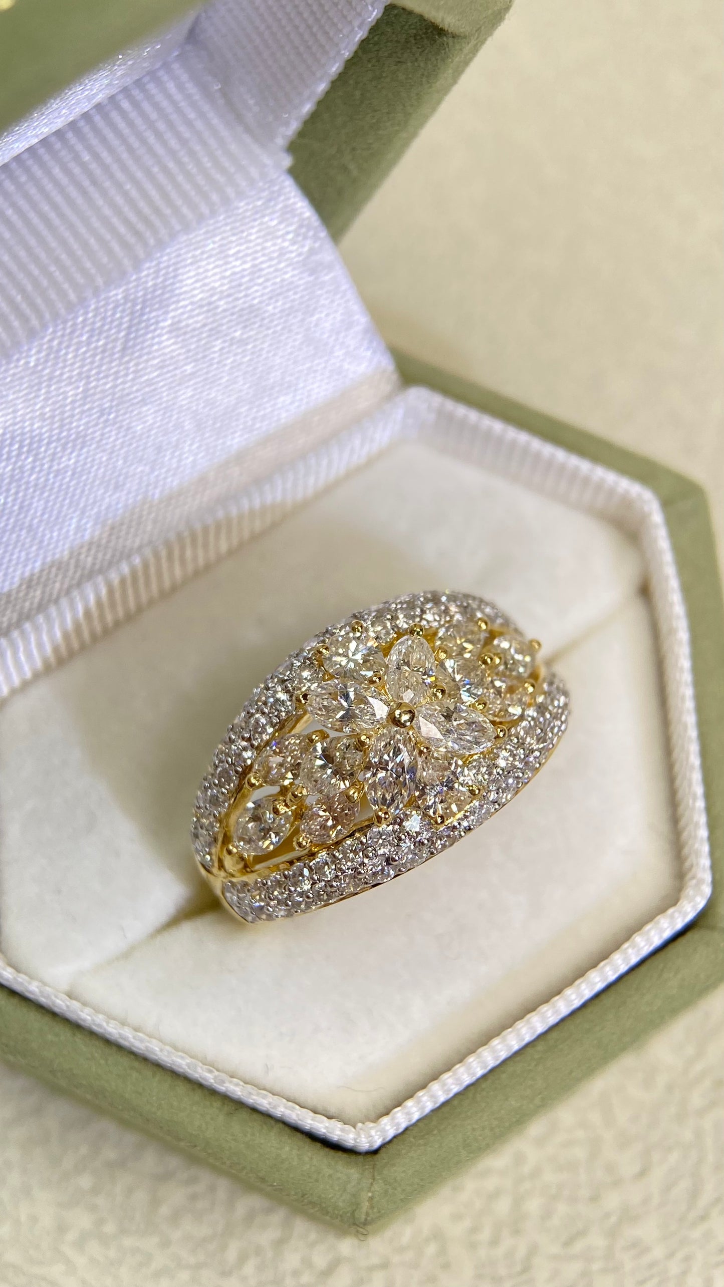 K18 Gold&Diamond Ring| Diamonds:2.20ct | Japanese Vintage Estate Jewelry -BSGV2997