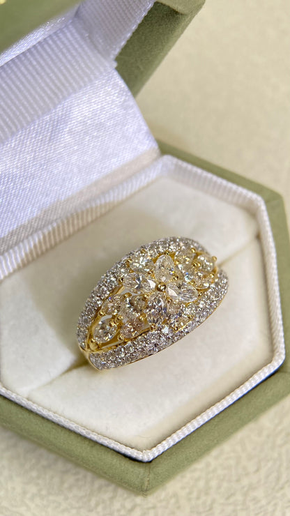 K18 Gold&Diamond Ring| Diamonds:2.20ct | Japanese Vintage Estate Jewelry -BSGV2997