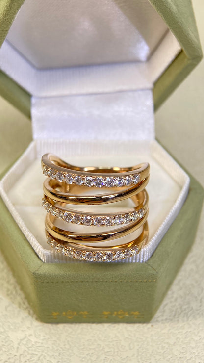 K18 Gold&Diamond Ring| Diamonds:1.00ct | Japanese Vintage Estate Jewelry -BSKD3086